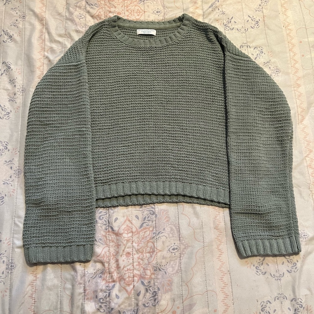 💚 Girls Knit Sweater — Soft Sage Green Cozy Pullover 🍃